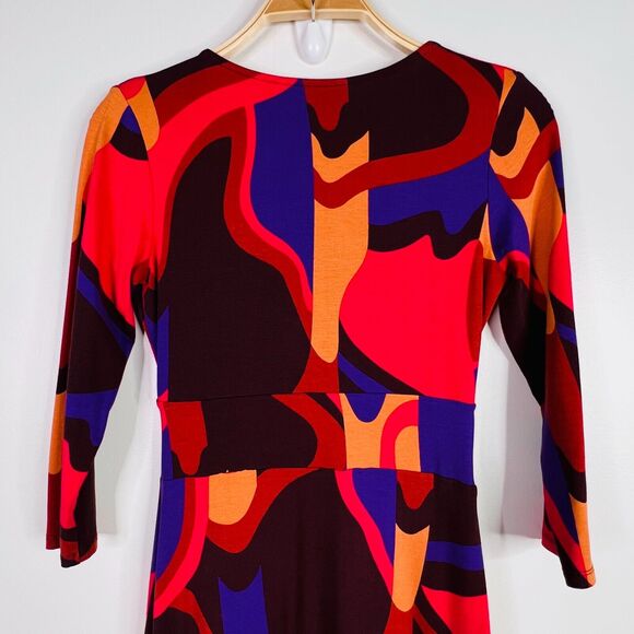 Boden Elena‎ Knit Fixed Wrap Long Sleeve V Neck Dress Size 4 - Picture 4 of 7